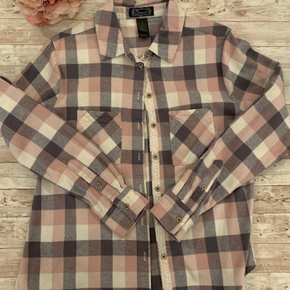 Shyanne Flannel Shirt with Lace Detail